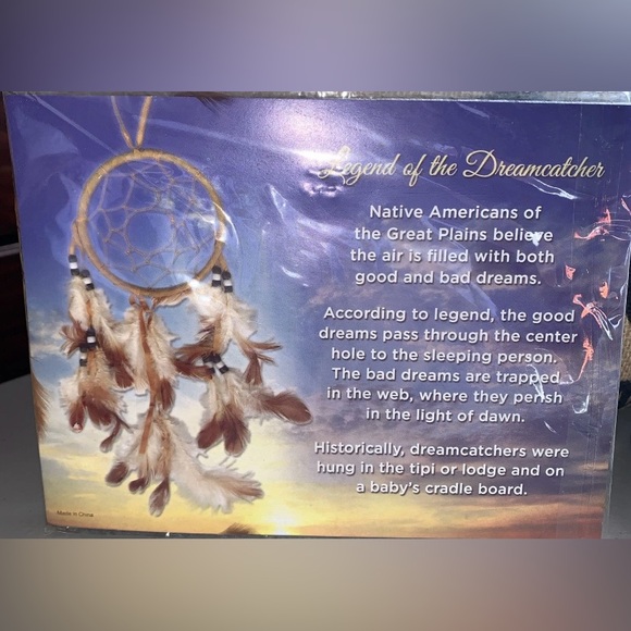 2 Dreamcatchers Feathers Beads Navy Tan Native American Great Plains - Picture 4 of 6